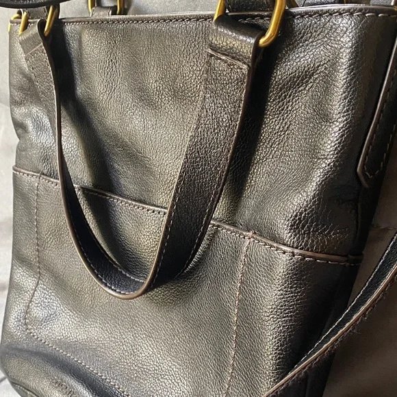 Fossil black pebbled Leather crossbody with Gold Accents - Picture 11 of 11
